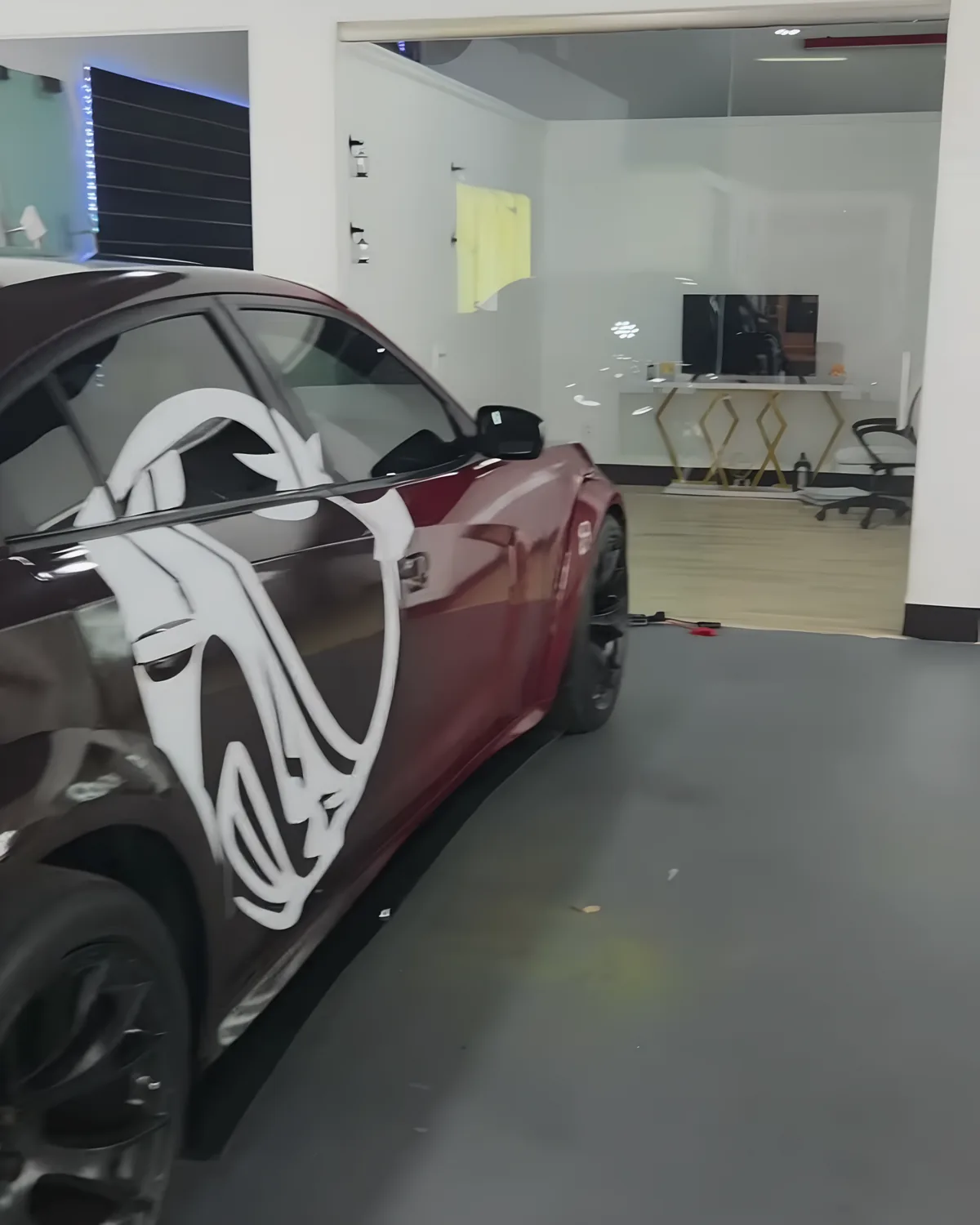 The Charger graphic seen along the driver side, in the bay