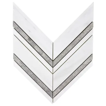 Chevron, white and grey mosaic sheet, photographed flat