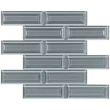 Bevelled grey brick mosaic sheet, photographed flat