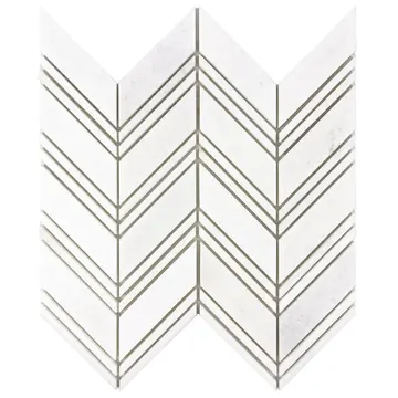 Marble chevron mosaic sheet, photographed flat