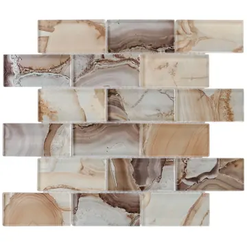 Agate brick mosaic sheet, photographed flat