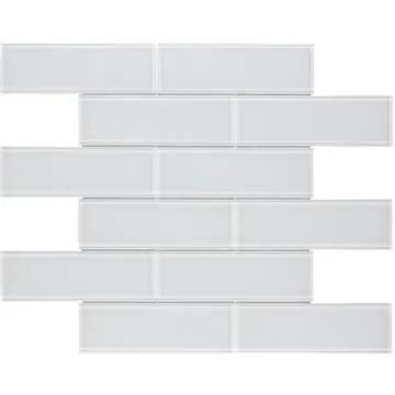White subway brick mosaic sheet, photographed flat