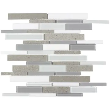 Marble and glass strips mosaic sheet, photographed flat