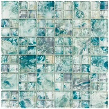 Pale turquoise mosaic sheet, photographed flat